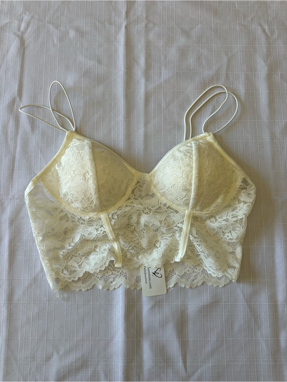 Windsor Lace Longline Bralette in Ivory Cream